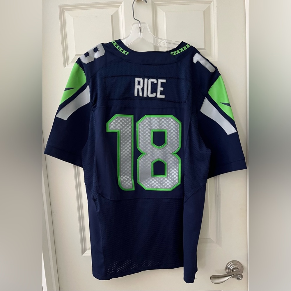 Men’s NFL ON FIELD SEATTLE SEAHAWKS FOOTBALL JERSEY NIKE #18 RICE Blue Green XL